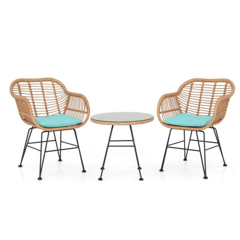 Millennium Wicker Garden Furniture Set with Cushioned Chairs and Tempered Glass Table