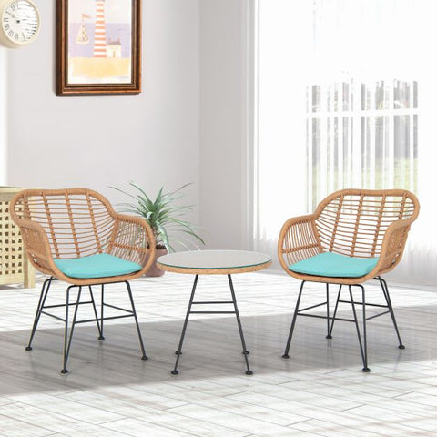 Millennium Wicker Garden Furniture Set with Cushioned Chairs and Tempered Glass Table