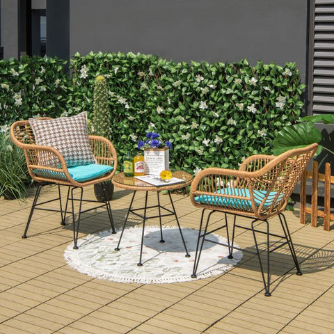 Millennium Wicker Garden Furniture Set with Cushioned Chairs and Tempered Glass Table