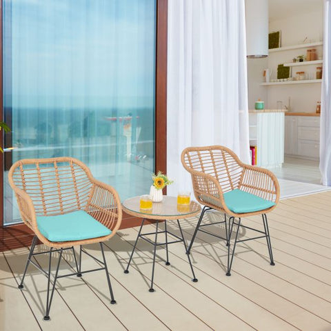 Millennium Wicker Garden Furniture Set with Cushioned Chairs and Tempered Glass Table
