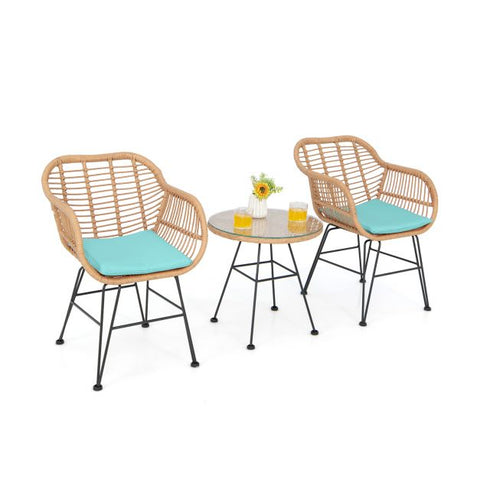Millennium Wicker Garden Furniture Set with Cushioned Chairs and Tempered Glass Table