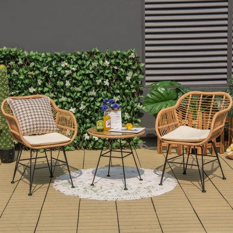 Millennium Wicker Garden Furniture Set with Cushioned Chairs and Tempered Glass Table