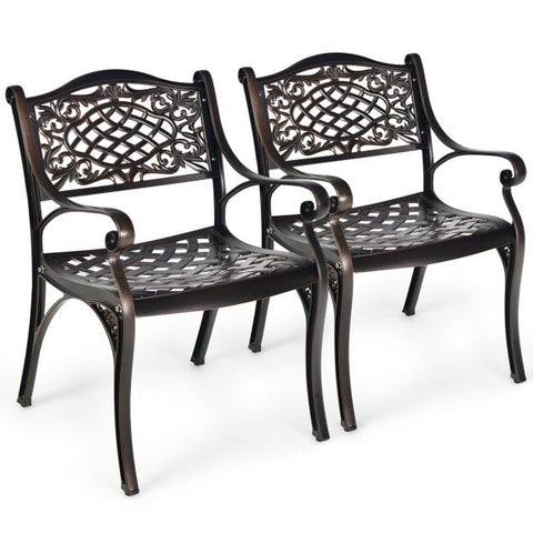 Garden All-Weather Dining Chairs set with armrests and Curved Seat