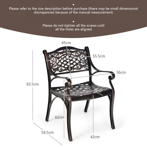 Garden All-Weather Dining Chairs set with armrests and Curved Seat