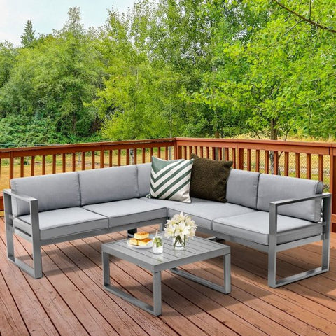 Vantage Outdoor Sofa Set with Coffee Table in Grey