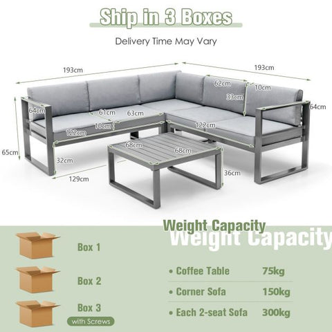 Vantage Outdoor Sofa Set with Coffee Table in Grey