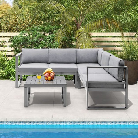 Vantage Outdoor Sofa Set with Coffee Table in Grey