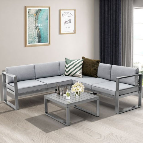 Vantage Outdoor Sofa Set with Coffee Table in Grey
