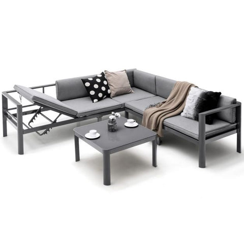 Outdoor Sofa Set with 6 Level Recline Feature in Grey