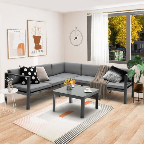 Outdoor Sofa Set with 6 Level Recline Feature in Grey