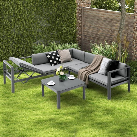 Outdoor Sofa Set with 6 Level Recline Feature in Grey