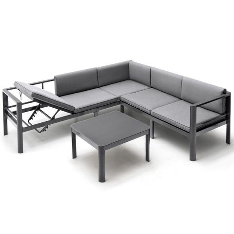 Outdoor Sofa Set with 6 Level Recline Feature in Grey