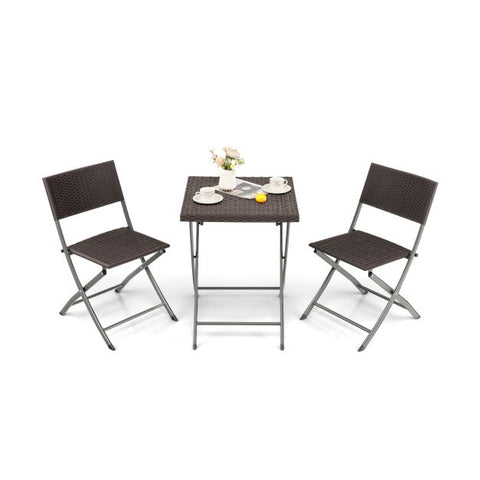 Vantage Garden Foldable Coffee Table and Chairs Bistro Set