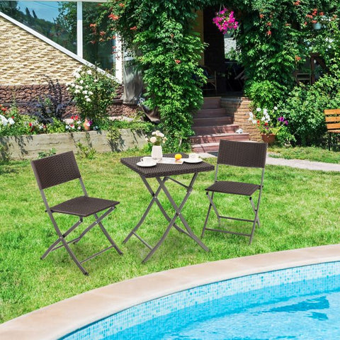 Vantage Garden Foldable Coffee Table and Chairs Bistro Set