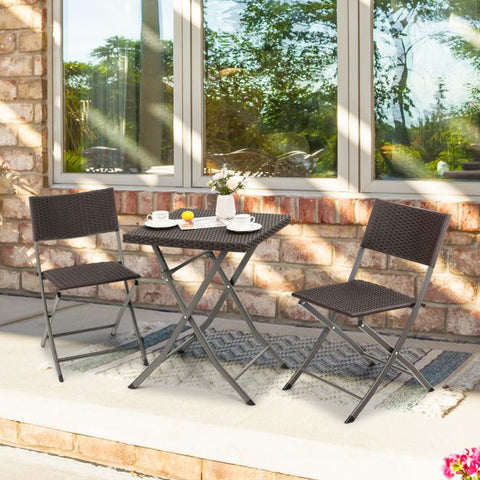 Vantage Garden Foldable Coffee Table and Chairs Bistro Set