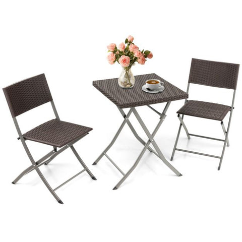 Vantage Garden Foldable Coffee Table and Chairs Bistro Set