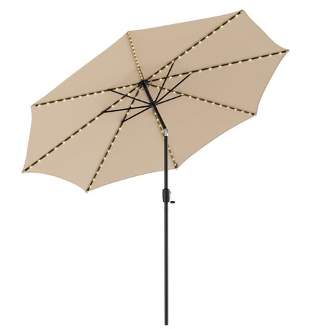 Patio 3m Umbrella with Manual Crank and Solar Powered LED Lights