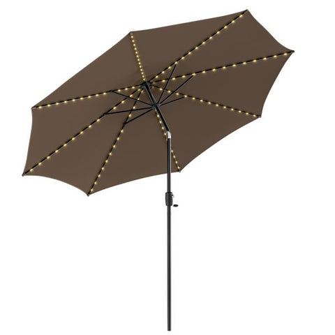 Patio 3m Umbrella with Manual Crank and Solar Powered LED Lights