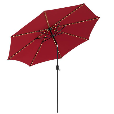 Patio 3m Umbrella with Manual Crank and Solar Powered LED Lights