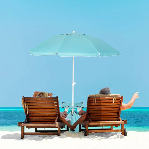 2M Beach Umbrella with Cup Holder Table and Sandbag