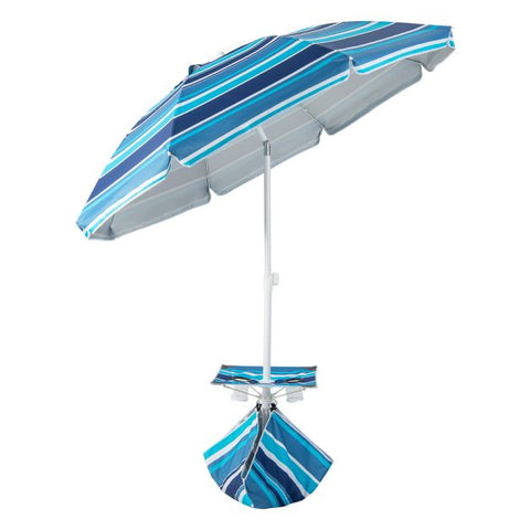 2M Beach Umbrella with Cup Holder Table and Sandbag