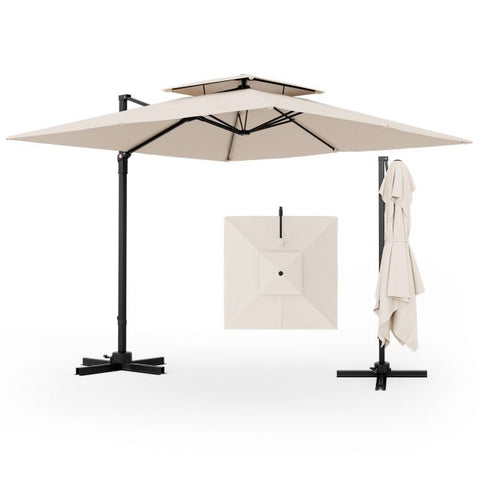 Dynamo 3m Square Cantilever Parasol with Full Rotation and Heavy-Duty Frame