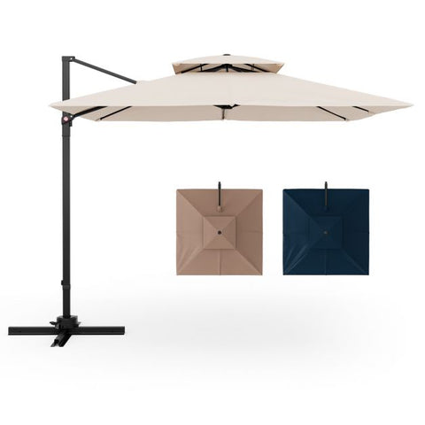 Dynamo 3m Square Cantilever Parasol with Full Rotation and Heavy-Duty Frame