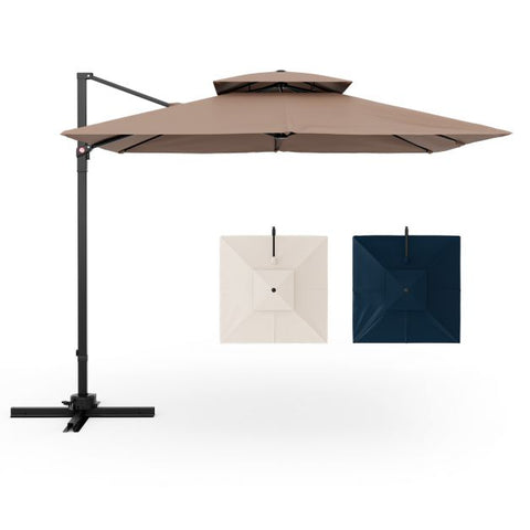 Dynamo 3m Square Cantilever Parasol with Full Rotation and Heavy-Duty Frame