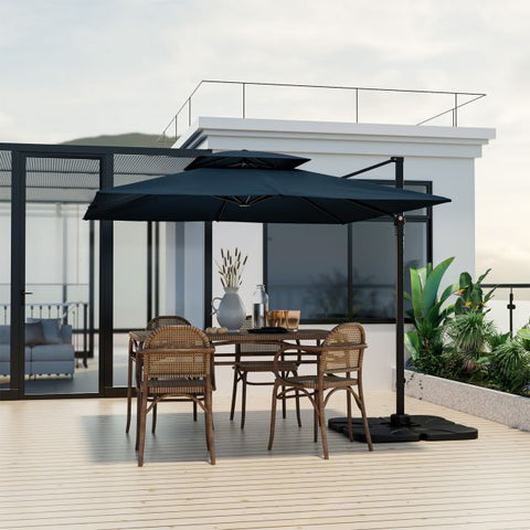 Dynamo 3m Square Cantilever Parasol with Full Rotation and Heavy-Duty Frame