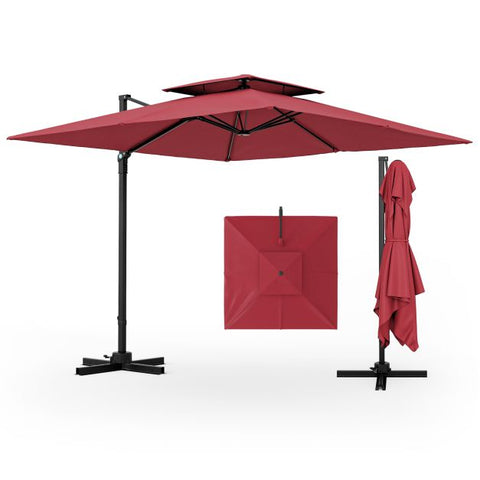 Dynamo 3m Square Cantilever Parasol with Full Rotation and Heavy-Duty Frame
