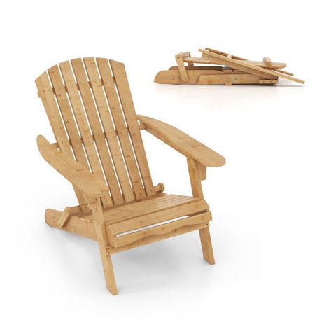 Bamboo Garden Foldable Adirondack Chair with Ergonomic Design and High Backrest