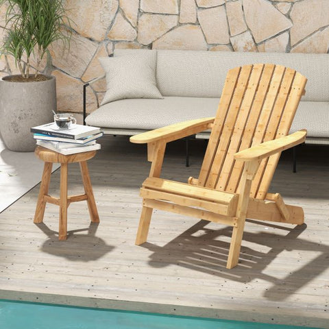 Bamboo Garden Foldable Adirondack Chair with Ergonomic Design and High Backrest