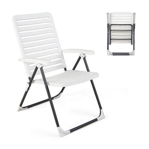 Yorkshire Outdoor Foldable Reclining Chair with Adjustable Backrest in White