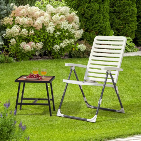 Yorkshire Outdoor Foldable Reclining Chair with Adjustable Backrest in White