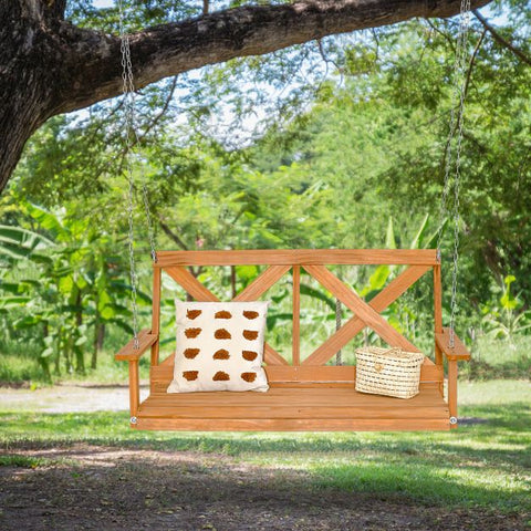 Wooden Porch Swing with Ergonomic Design