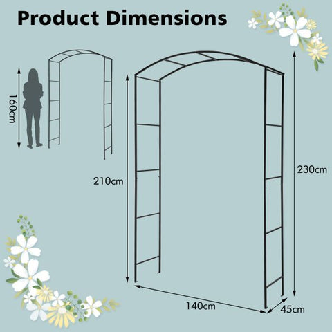 Versatile 230CM Decorative Garden Arbour Trellis in Black