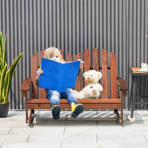 Adirondack Fir Wood Rocking Bench for Kids