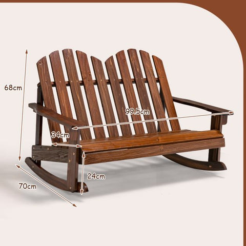 Adirondack Fir Wood Rocking Bench for Kids