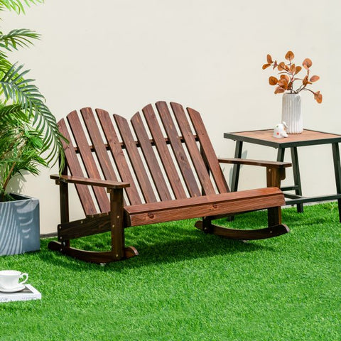 Adirondack Fir Wood Rocking Bench for Kids