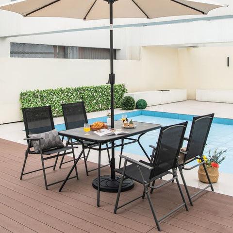Outdoor Heavy Duty Metal Table with Marble-like Table-Top in Grey