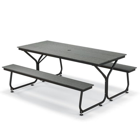 Outdoor Picnic Table and Bench set with Umbrella Hole