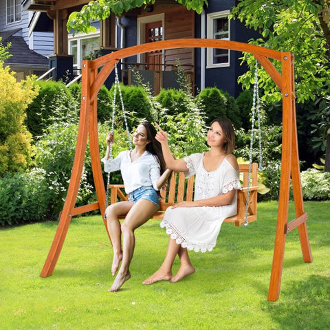 Outdoor Wooden Swing Frame with Stable Design and Curved Arc Top