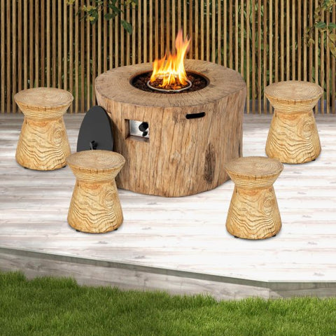 Garden Tree Stump Side Table with Adjustable Foot Pads