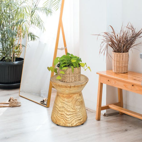Garden Tree Stump Side Table with Adjustable Foot Pads