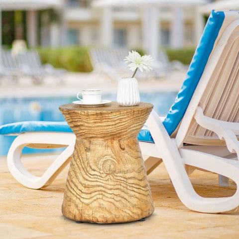Garden Tree Stump Side Table with Adjustable Foot Pads