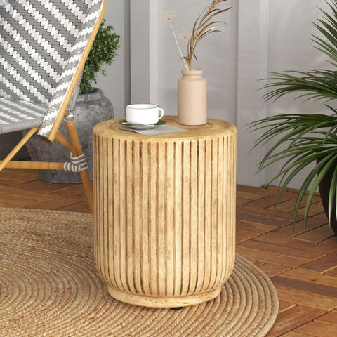 Garden Tree Stump Side Table with Adjustable Foot Pads