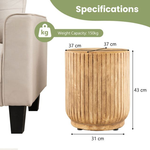 Garden Tree Stump Side Table with Adjustable Foot Pads