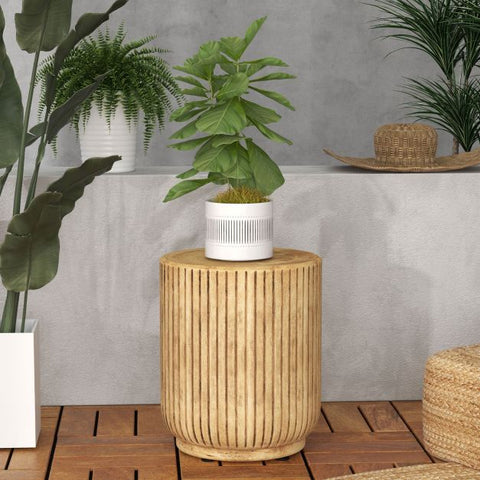 Garden Tree Stump Side Table with Adjustable Foot Pads
