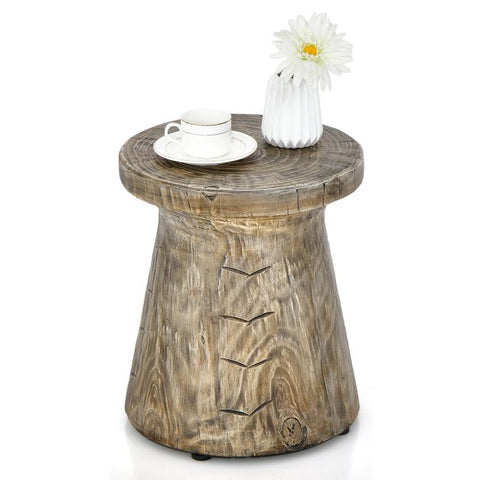Garden Tree Stump Side Table with Adjustable Foot Pads