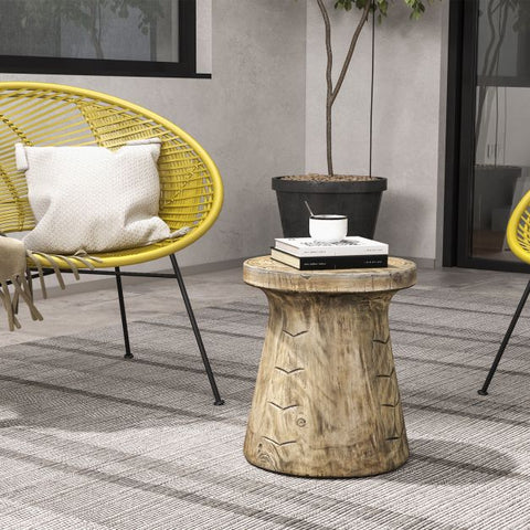 Garden Tree Stump Side Table with Adjustable Foot Pads